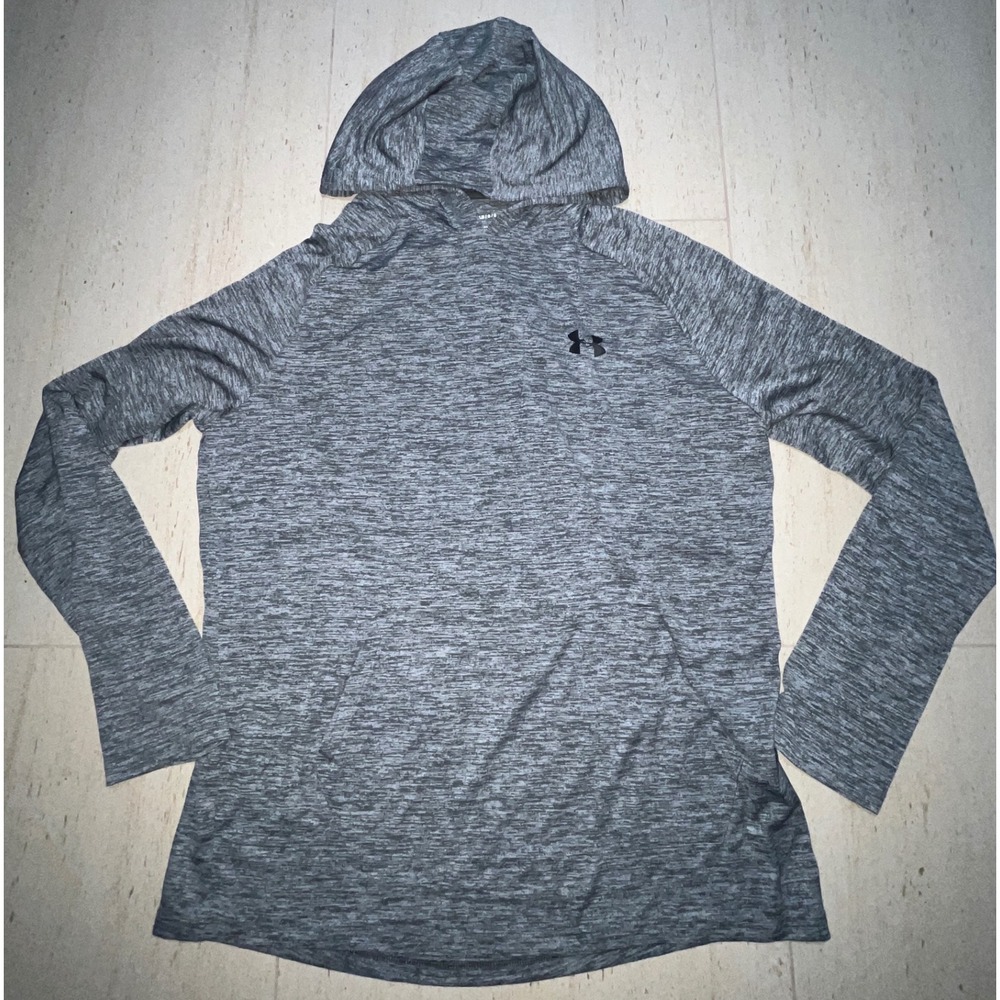 Under Armour HeatGear Hoodie Gray Space Dye Activewear Pullover Large